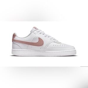 Nike Women's Sneakers White and Pink Nike Court Vision Low Next Nature Shoes
